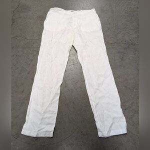 Pure Lino White Linen Pants, Size Large